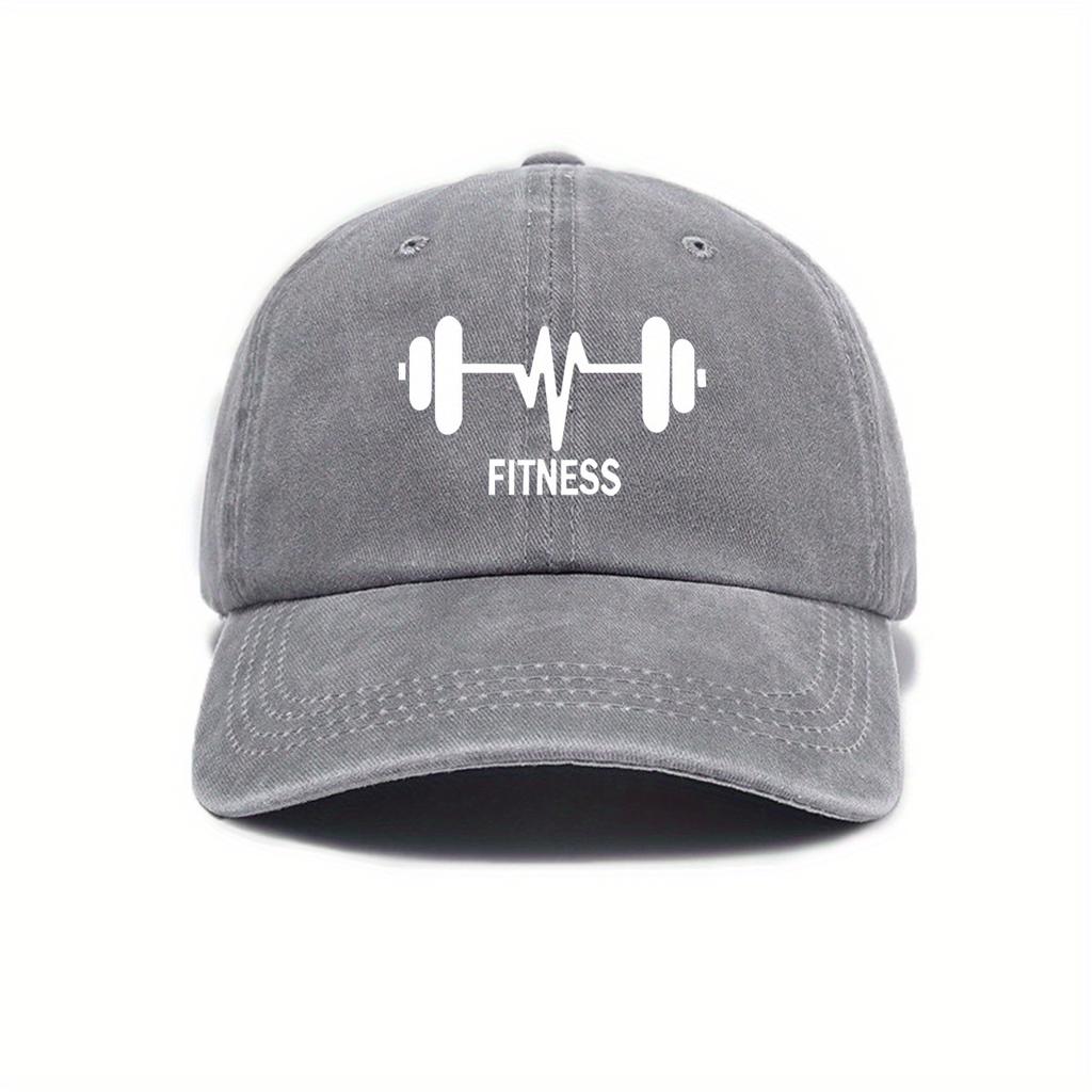 Dumbbell Print Baseball Cap for Male and Female Fitness Enthusiasts, Outdoor Leisure Running Sports Sun Protection Hat
