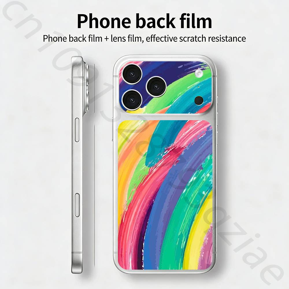 

Colorful Rainbow Stripe For iPhone 17 pro Max /17 pro Full Cover Decal Skin Wrap 3D Colorful Rear Protective Sticker Film iPhone17promax