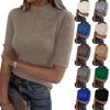 Women's Half Turtleneck Fitted Knit 3/4 Sleeve Undershirt Top