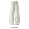 Spring American High Street Trend Quick-drying Splicing Pleated Design Scimitar Pants Drawstring Tooling Casual Pants for Men and Women