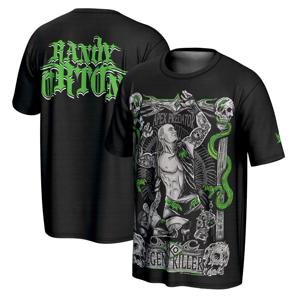 Men's Black Randy Orton Viper Bite T-Shirt Summer Short Sleeve Cotton Tee Shirts 2025 New Sports High End Unisex Fashion Tops