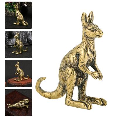 Kleine Känguru-Statue, Messing-Ornament, Gold-Dekor, kreative Desktop-Skulptur, Vintage-Spielzeug