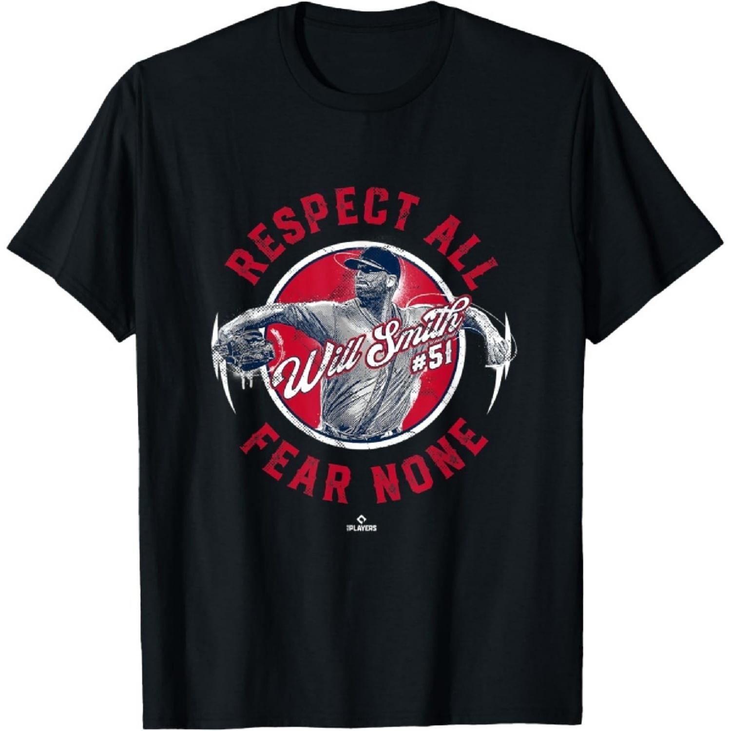 

Respect All Fear None Will Smith Atlanta MLBPA T-Shirt XXXXXL чорний