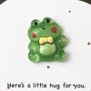 Pocket Hug Cartoon Dinosaur Decoration with Greeting Card A Little Hug Green Frog Resin Ornament Friends Family Birthday Anniversary Gift