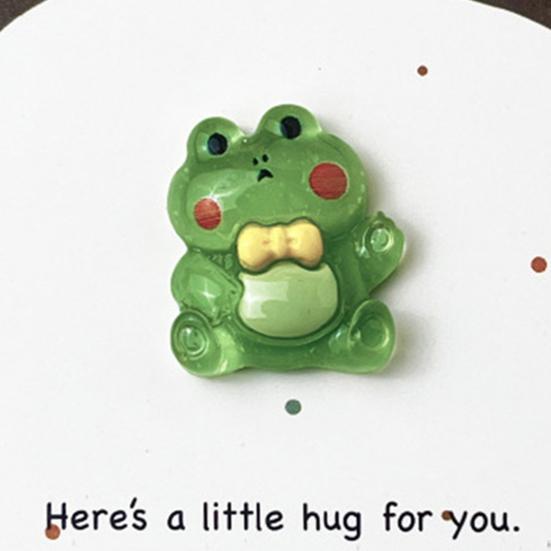 Pocket Hug Cartoon Dinosaur Decoration with Greeting Card A Little Hug Green Frog Resin Ornament Friends Family Birthday Anniversary Gift
