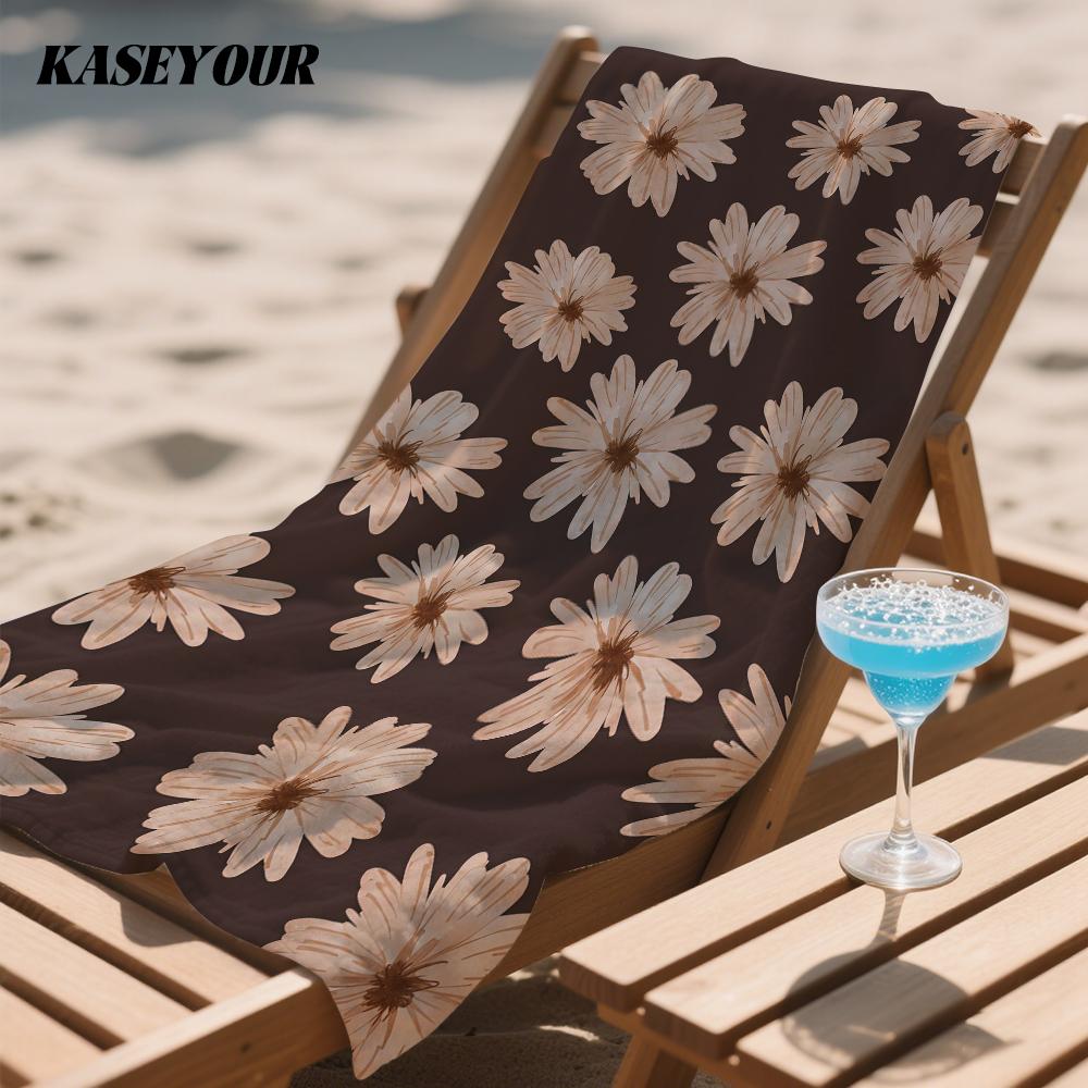 Mocha Daisies Oversized Microfiber Beach Towel Sand Proof Quick Dry, Absorbent for Swimming Pool Travel Camping