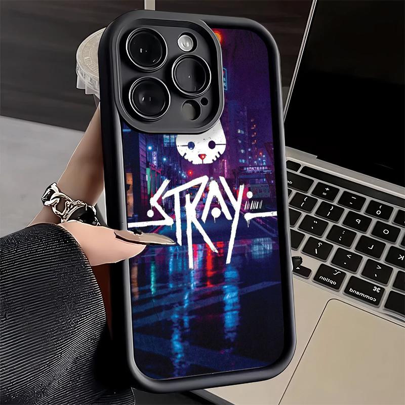 Handyhülle für iPhone 17 Air 16E 15 16 Pro Max Streunerkatze Spiel B-12 Hülle 14 Plus 13 12 Mini Weiche Schale Silikon Fundas