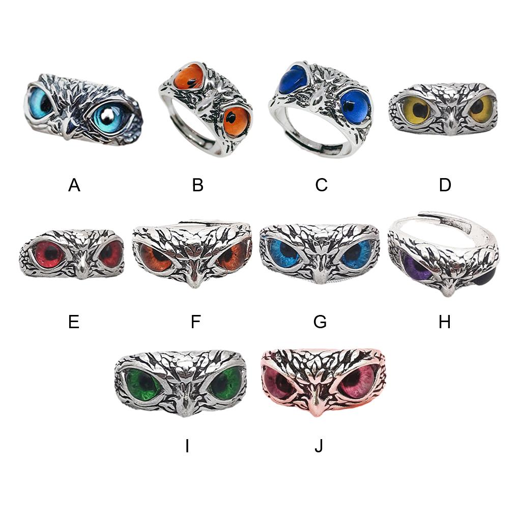 Rostfreier Eulenring aus Legierung, größenverstellbar, mit metallischem Glanz für Partys und Freizeit.