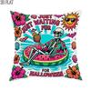2D Flat 1pc Halloween Tropical Skeleton Throw Pillow Covers Peach Pillowcases One Sided Printing Without Pillow Inserts Sofa Bed Decor for Bedroom Liv