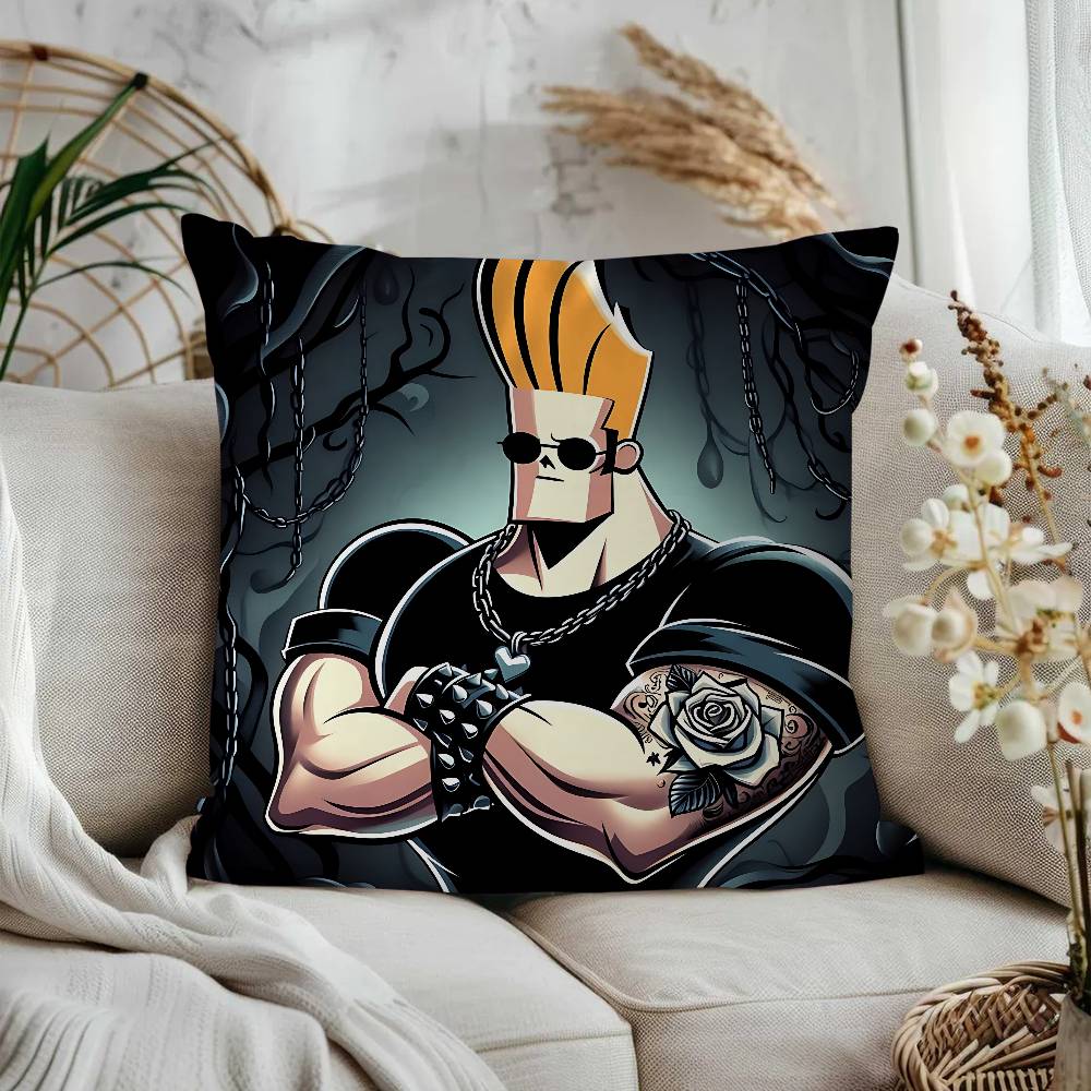 Tecknad J-Johnny Bravo Kuddfodral Örngott Möbelklädsel Soffa Prydnadskudde Heminredning Örngott