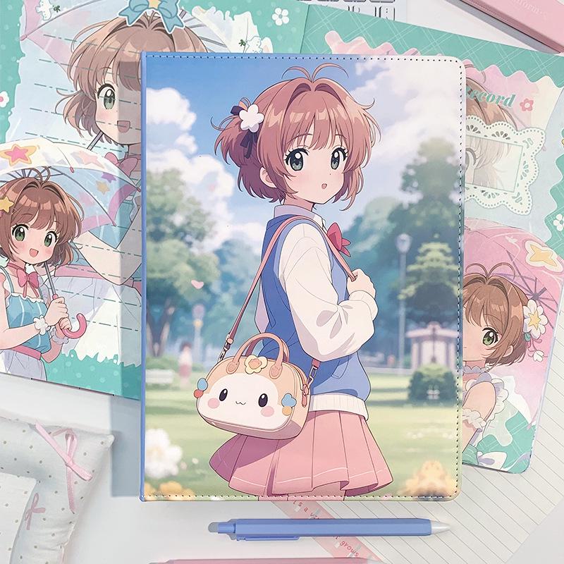 Sakura Campus Girl Anime Hardcover Notebook with Cartoon Leather Cover