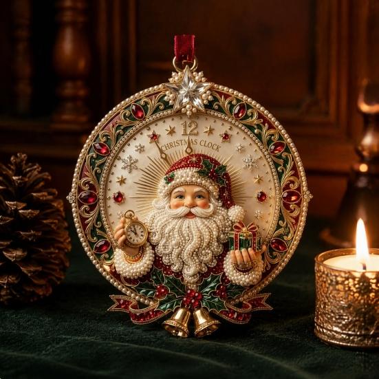 Festive Home Accents Cute Santa Christmas Ornaments, 2D Flat Acrylic Claus Hanging Durable Festival Ornaments Decoration for Holiday Tree, Indoor,