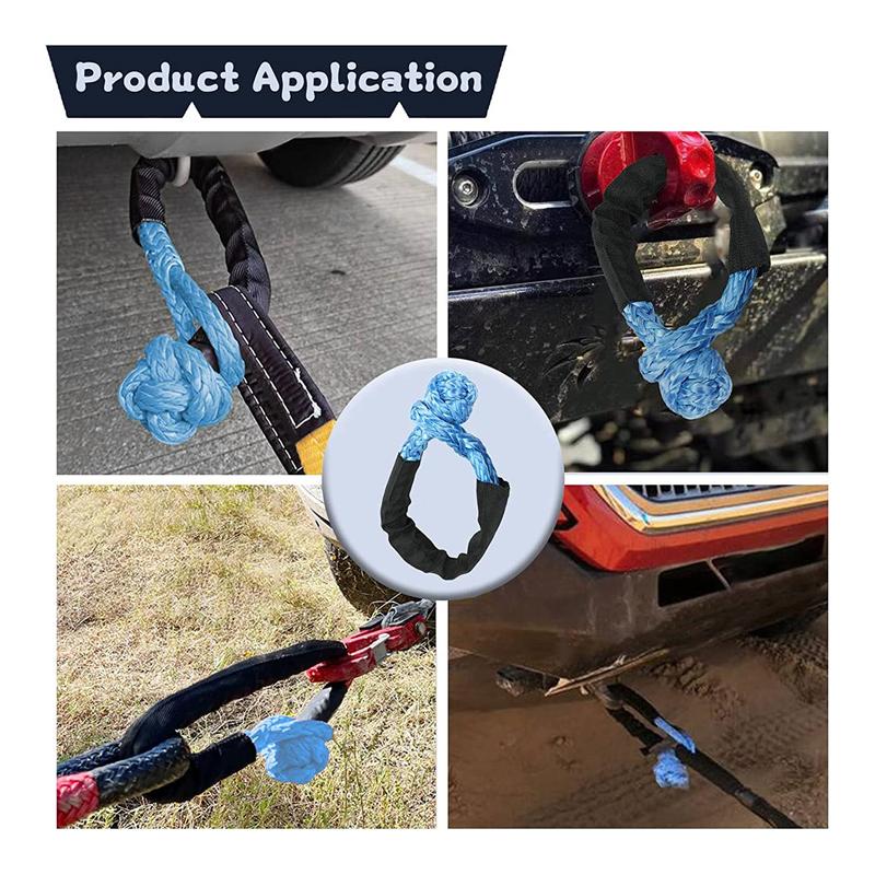 ABLZ-2PCS 1/2Inch X 22Inch Soft Hook And Loop Rope Synthetic Recovery Strap 43000LBS Breaking Power Blue
