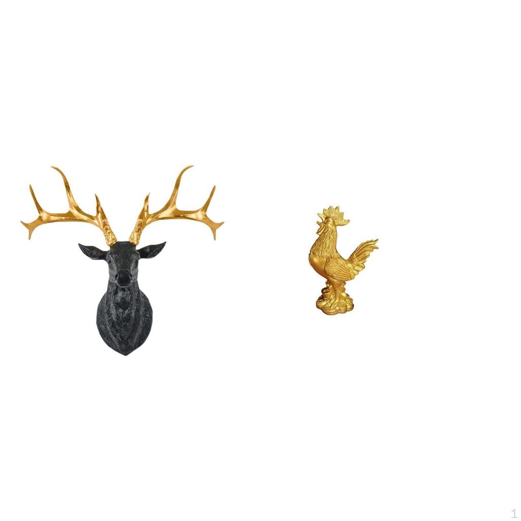 Majestic Deer Wall Sculpture Resin Collectible Boho Artwork Mount Feng Shui Decor Home Office