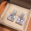 925 Sterling Silver Drop Earrings with AAA Cubic Zirconia Crystal Shiny Female Wedding Earring High Quality Statement Jewelry