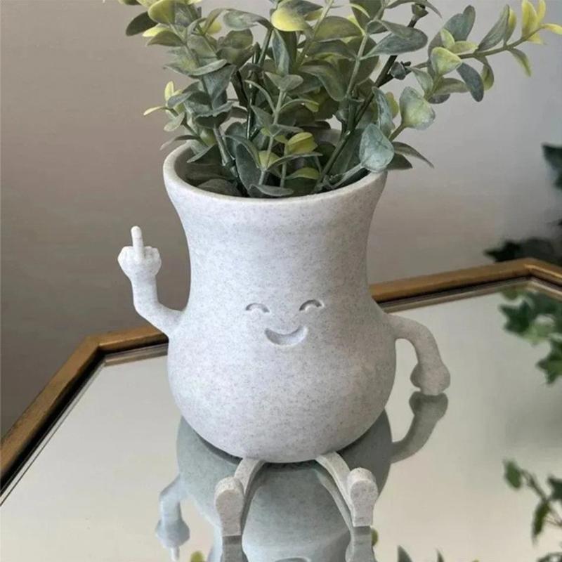 

Creative Middle Finger Flower Plant Flowerpots, Cute Succulent Plant Flowerpots, Resin Decorative Items, Home Decoration сірий колір