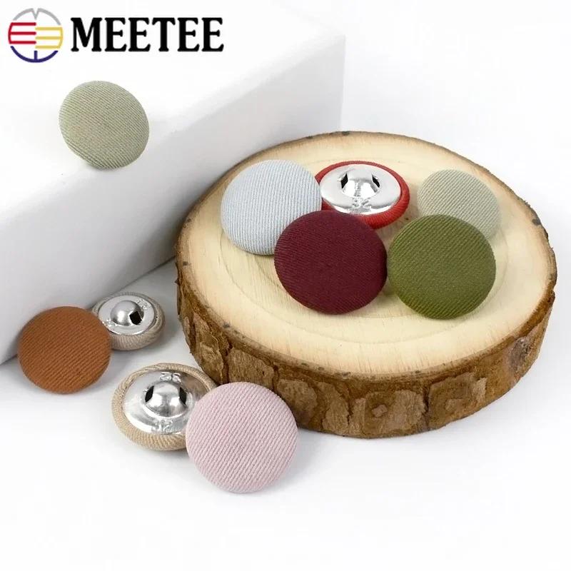 20Pcs Meetee 11-30mm Round Cloth Covered Button Decorative Shank Buttons for Suit Coat Dress Clothes Sewing Buckle Accessories