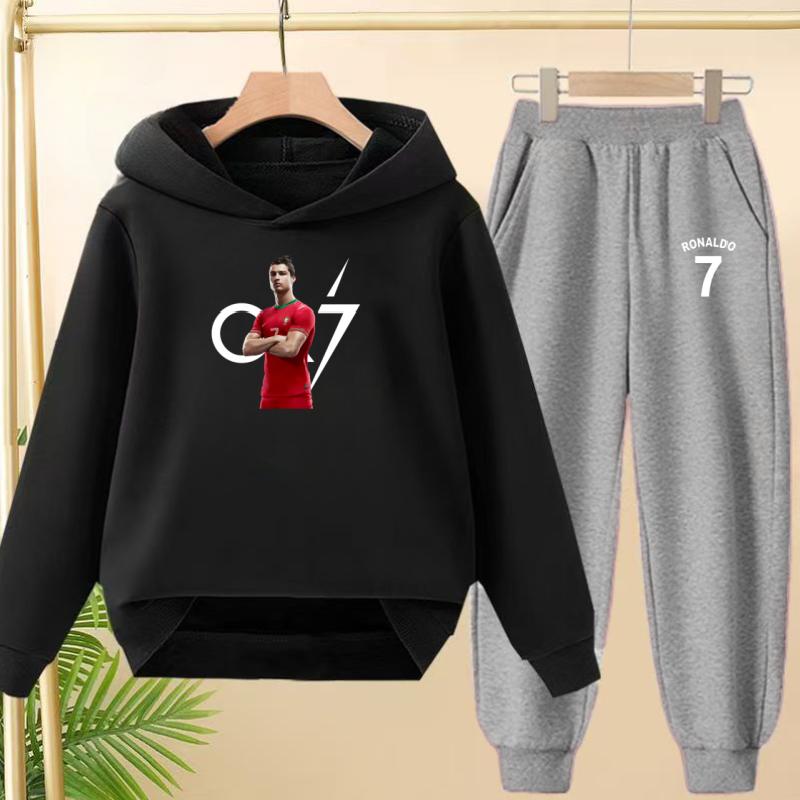 A Loose and Casual Sportswear Set of Hooded Sweatshirts and Trousers for Children, Suitable for Boys and Girls Aged 3 To 13