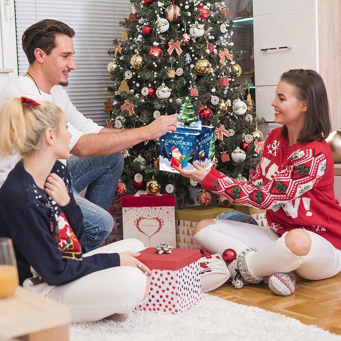 Santa Themed Christmas Claus Gift Pattern Paper Box Holiday Decoration Props