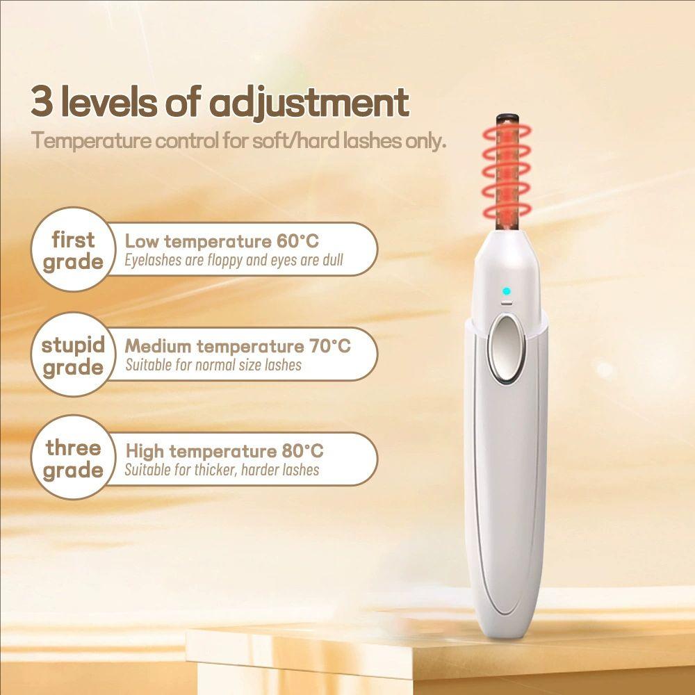Heated Eyelash Curler - Electric Lash Curling Wand with Auto-Adjusting Temperature & Portable Design for Long-Lasting Curves