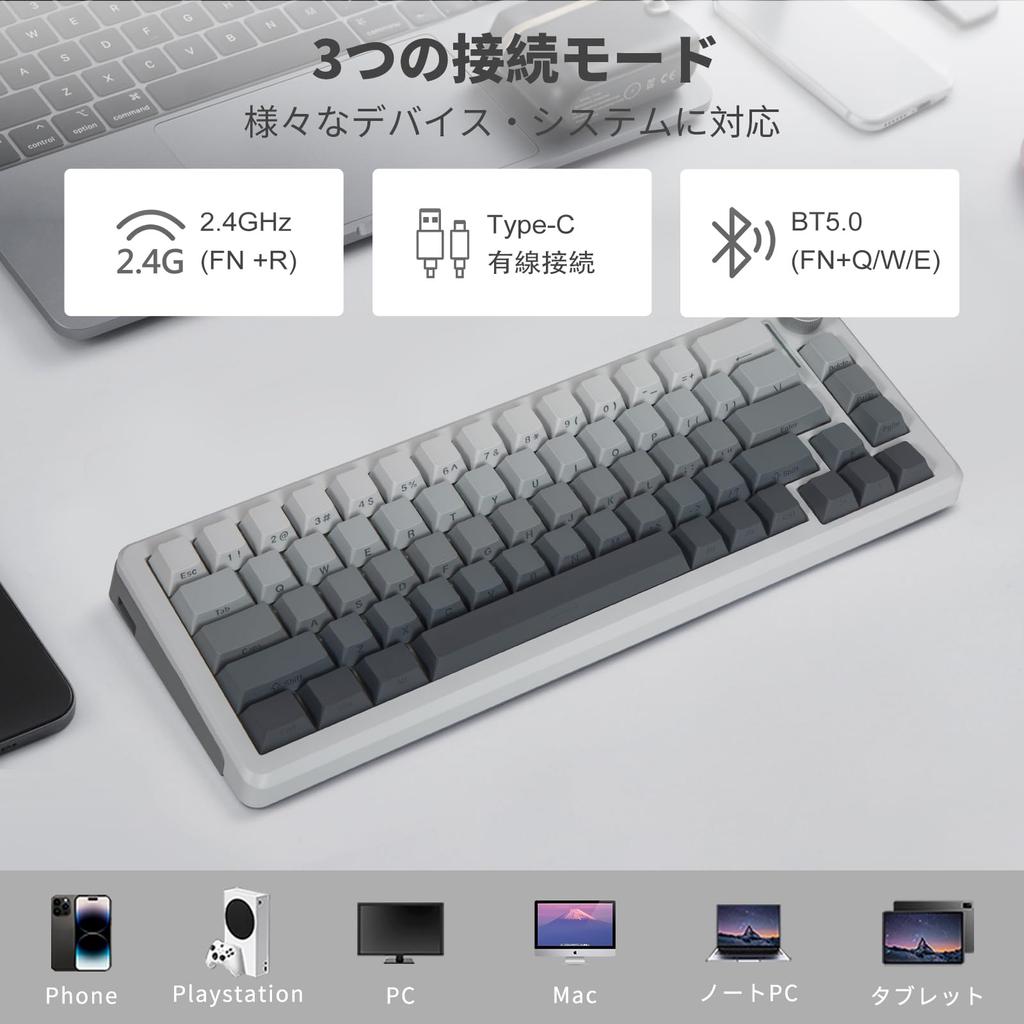 eElement Wireless Mechanical Silver English 68 Gaming Connection Compact Soundproofing Gasket Structure RGB Full Compatible with Z-68 Keyboard,