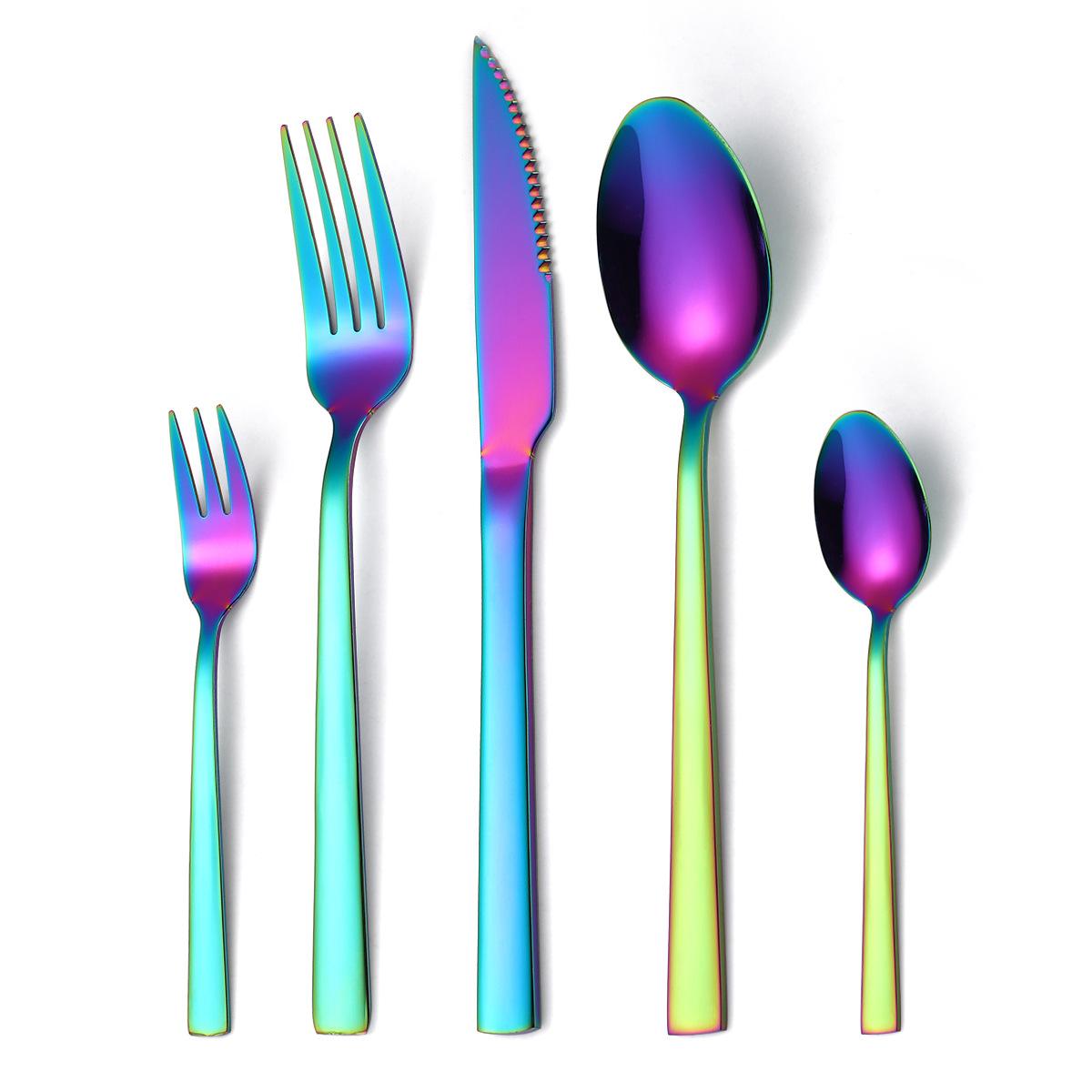 3 см нержавеющая сталь столовый нож вилка ложка набор золотой нож для стейка YSH-36-5PS разноцветный