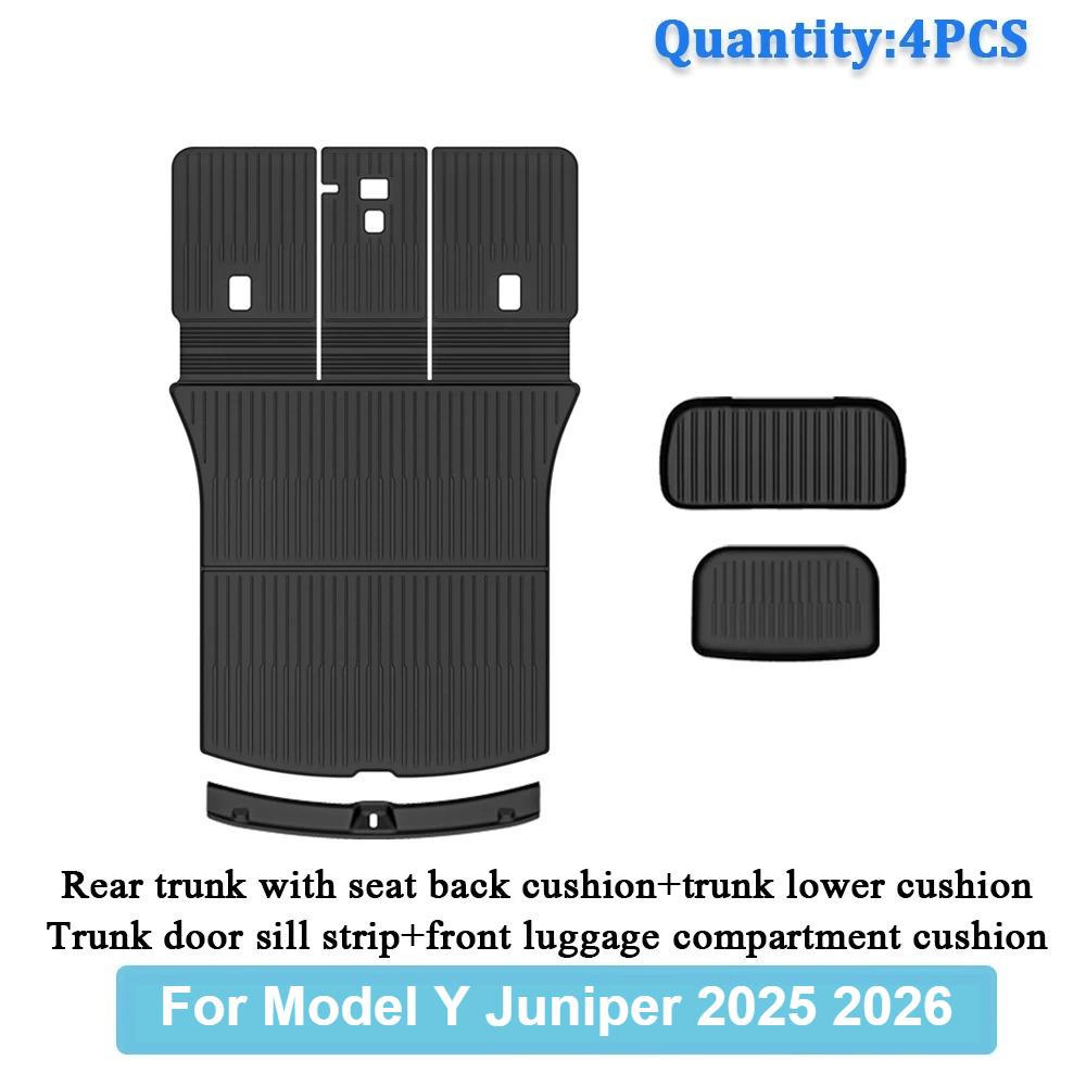 TPE Car Integrated Trunk Liners For Tesla Model Y Juniper 2025 2026 Double Layerd Mats Trunk Door Sill Guard Plate Backrest Mats