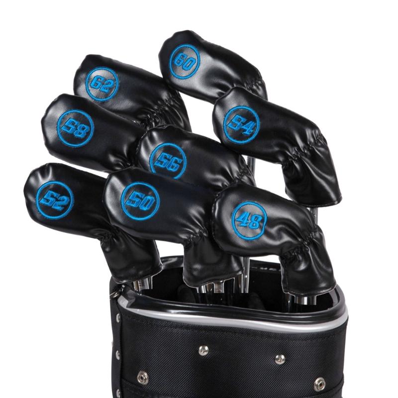 8Pcs Golfs Iron Head Cover Thick PU Leather Embroidered Number Golfs Head Cover Replacement Headcover Protective Cover
