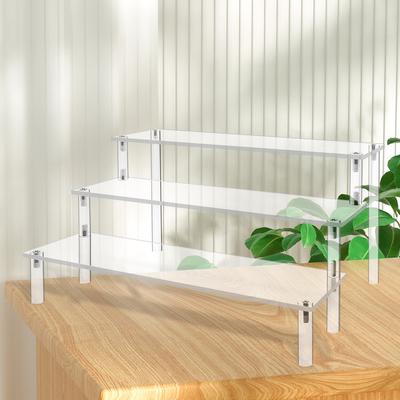 Dayanıklı Akrilik Stand Raf Dört Katlı Parfüm Sergileme Tutucu Masaüstü Vitrini ve Ev Dekorunu Düzenlemek için