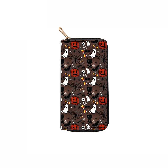 New Skull Long Zipper Wallet Christmas Fright Night Clutch Wallet