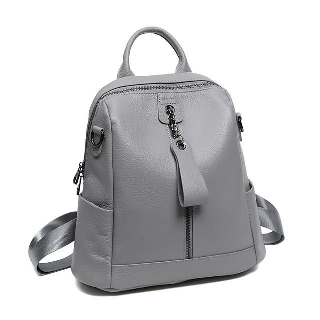 Ny Första lagret Nötskinn Äkta Läder Damväska Mångsidig Casual Stor Kapacitet Axelväska Dam Reseryggsäck
