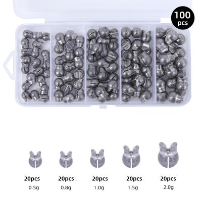 100pcs Split Shot Fishing Weight Sinkers Removable Round Fishing Line Weights for Freshwater