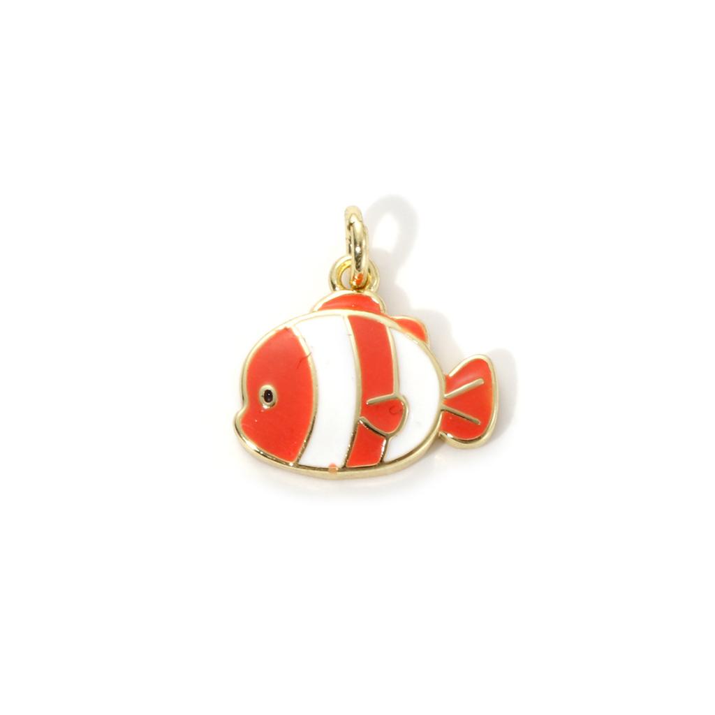 2 Piece Brass Ocean Jewelry Blue Charms 18K Real Gold Plated Enamel Fish Seahorse Dolphin Whale Conch Shell Pendant Necklace DIY