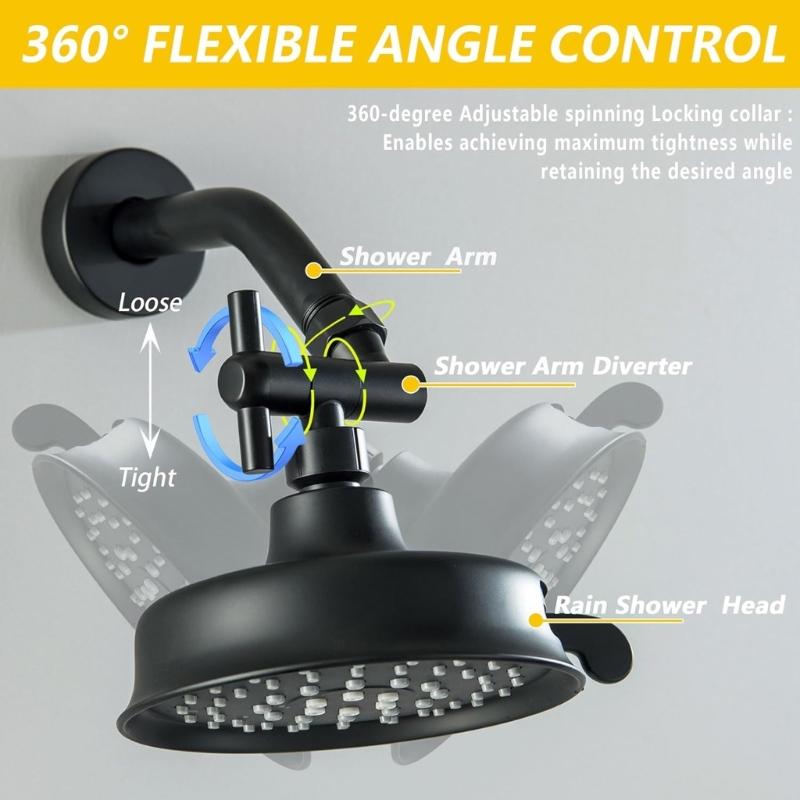 Metal Shower Head Extension Arm with 360 Rotational Function 1/2 Standard Thread Small Wall Mounts Bathroom Hardware