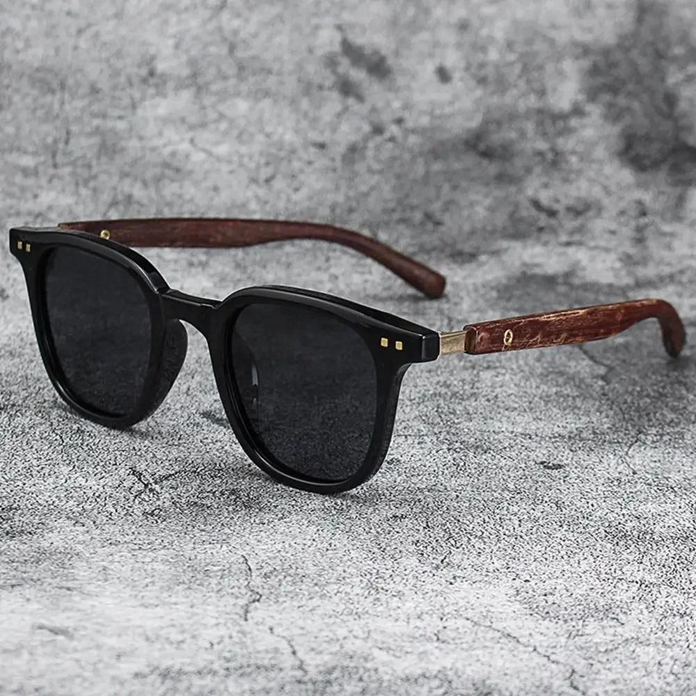 Trendy Retro Wood Grain Sunglasses Polarized UV Protection for Men Women Perfect for Cycling Outdoor Street Photography