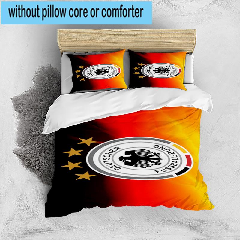 3pcs Germany Football Emblem Printed Bedding Set Duvet Cover Closure Includes 1 Duvet Cover & 2 Pillowcases Bedding Sets Home Decor Gifts