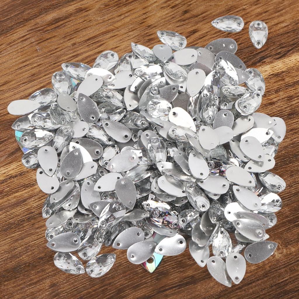 200 Pcs   Bd Acrylic Resin Drip Sewing Rhinestone Buttons 7x12mm Shoe Decoration less thanbr(  Coloured )