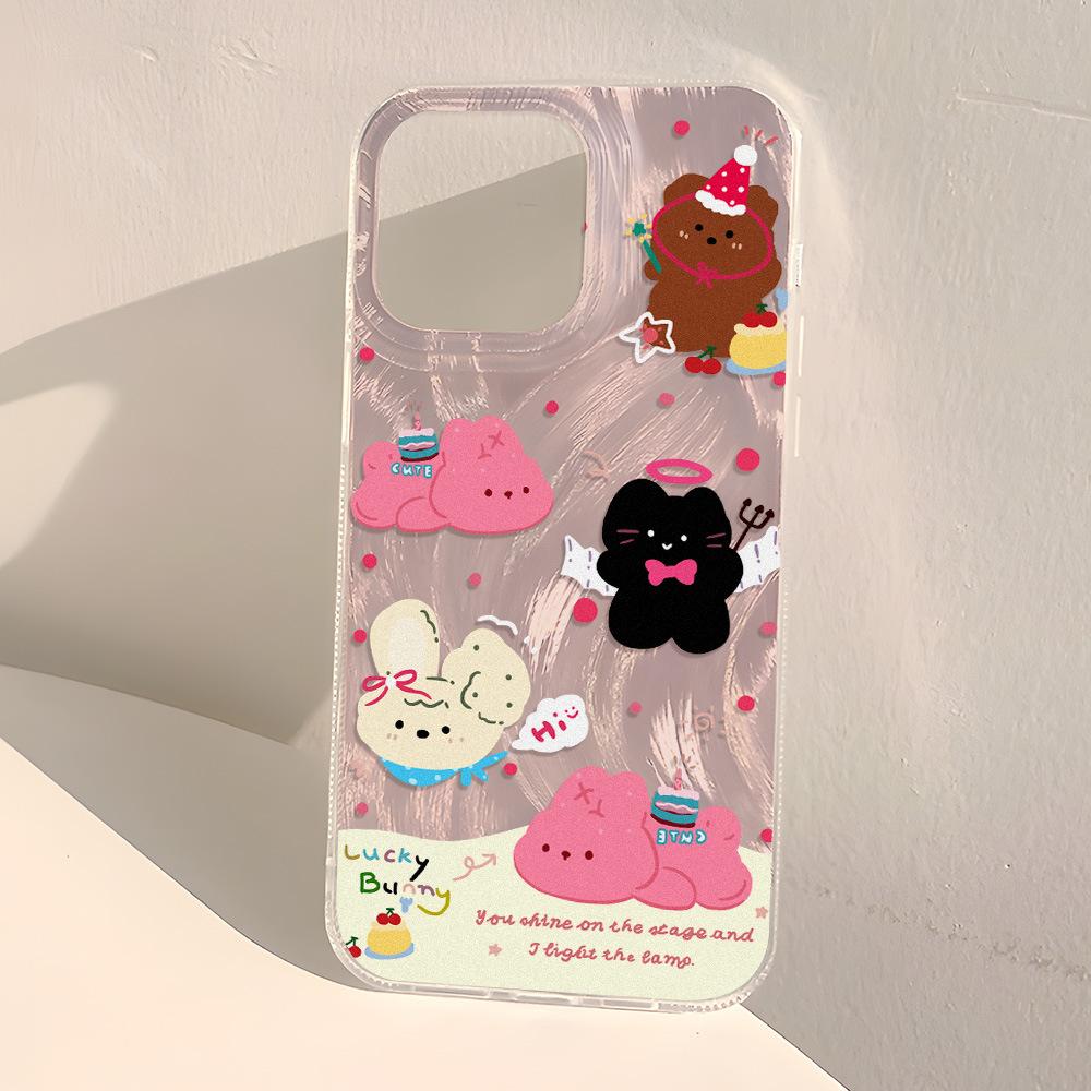 Applicable to iPhone17promax sweet small animal IMD laser mobile phone case Apple 14/15 large hole 13 anti-drop