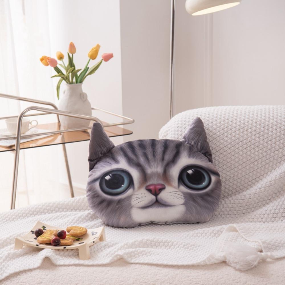 3D 40CM Cat Dog Head Pillow Cushion Realistic Car Seat Cushion  Multipurpose