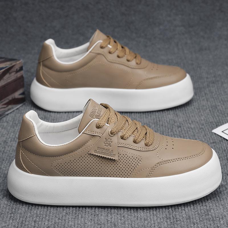 Freizeitschuhe aus PU-Leder für Herren, neue Schnürschuhe, dicke Sohle, lässige Sportschuhe, vielseitige flache Schuhe mit Überhöhe, Herren-Sneakers, Zapatos