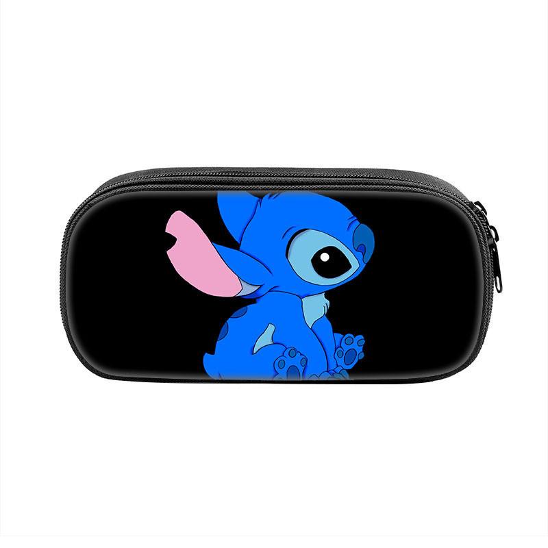 Stitched Design Pencil Case For Kids With Double Zipper And Polyester Material
