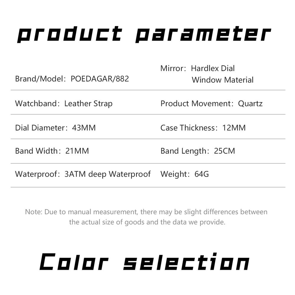 Luxury Sports Watch For Men Waterproof Luminous Date Chronograph Man Wristwatch Leather Quartz Men's Watches