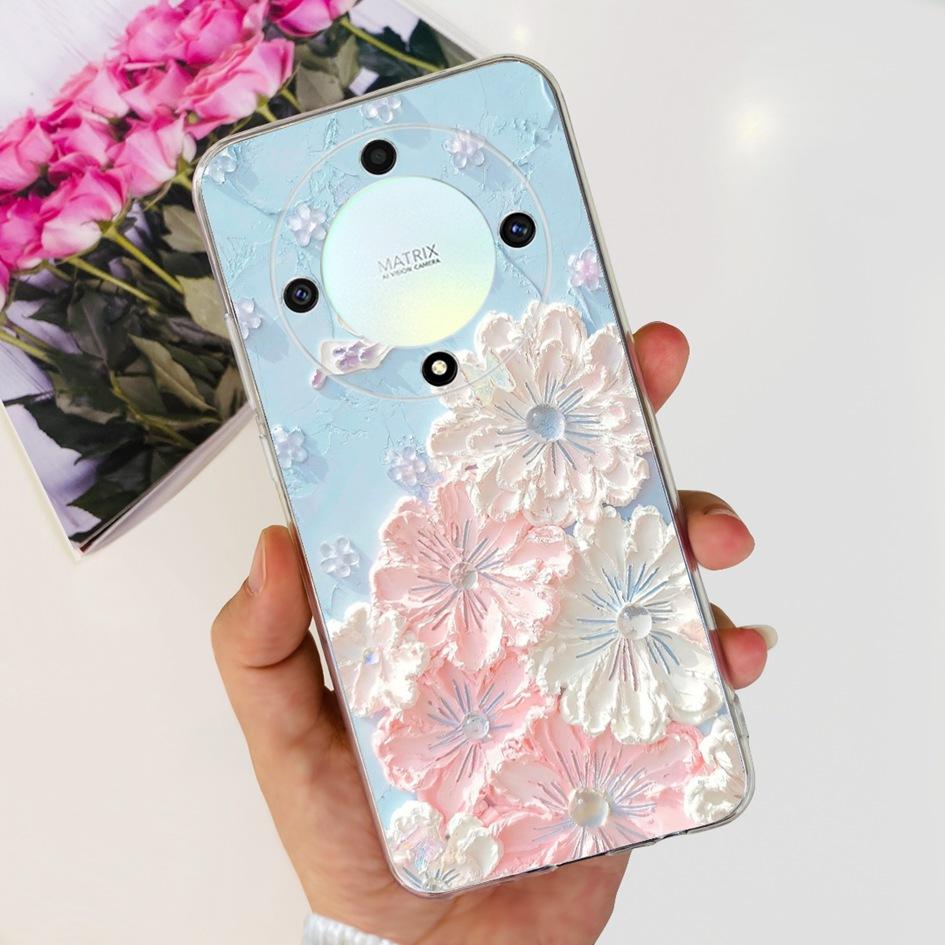 For Honor X9b 5G Case ALI-NX1 Popular Flower Soft Clear Silicon TPU Cover For Honor X9a RMO-NX1 HonorX9 ANY-NX1 Shockproof Funda