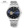 IW Watch Men Skeleton Automatic Mechanical Watches Silver Blue Japan Movement Sapphire Glass Relogios Masculino