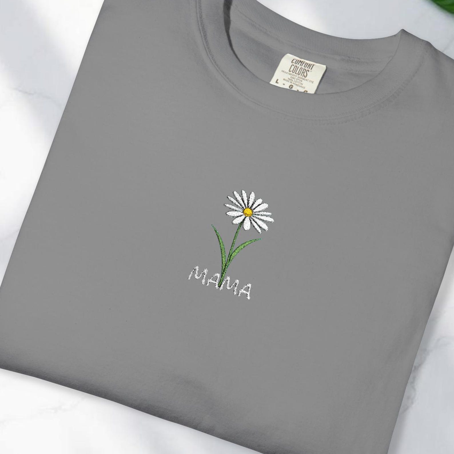 Mama Comfort Colors Embroidered Shirt, Floral Mom Shirt, Mama Embroidery, Mother s Day Gift, New Mom Gift, Gift for Moms, Aesthetic Mom Tee 2XL