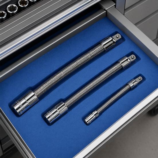 1/3Pcs Flexible Shaft Extension Bar 3/8" 1/4" 1/2" Drive Bendable Socket Wrench Extender