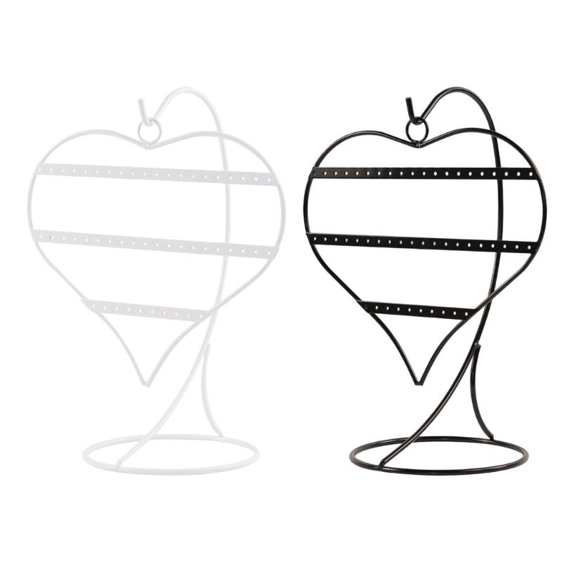 Elegant 50 Slot Heart Shape Earring Rack Jewelry Showcase Desktop Organizers for Ear Studs Chains Store Display Home