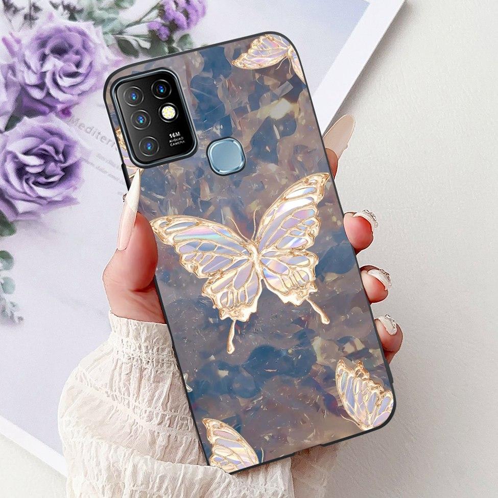 For Infinix Hot 10 Case Silicone Cute Cat Fashion Flowers Luxury Painted Back Cover For Inifnix Hot 10 Phone Case X682B X682C