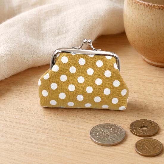 Punktmuster Münzbörse, Damen Canvas Kleingeldbörse, Kussverschluss Beutel für Bargeld Münzen Karten Schmuck Ohrhörer