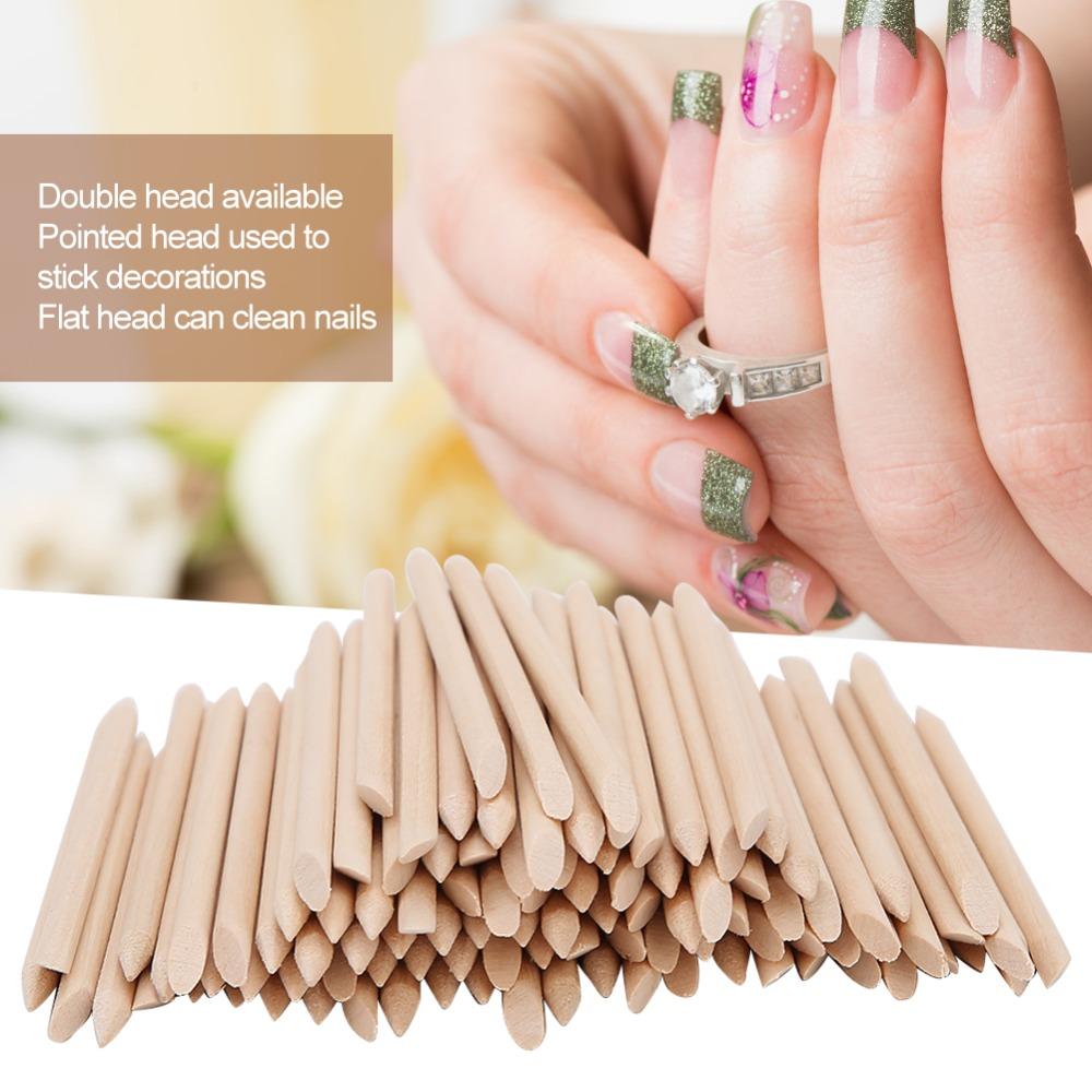 200pcs Double Heads Wooden Cuticle Pusher Wooden Stick Cuticle Remover Stick Manicure